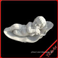 white stone marble statue sculpture of the sleeping baby